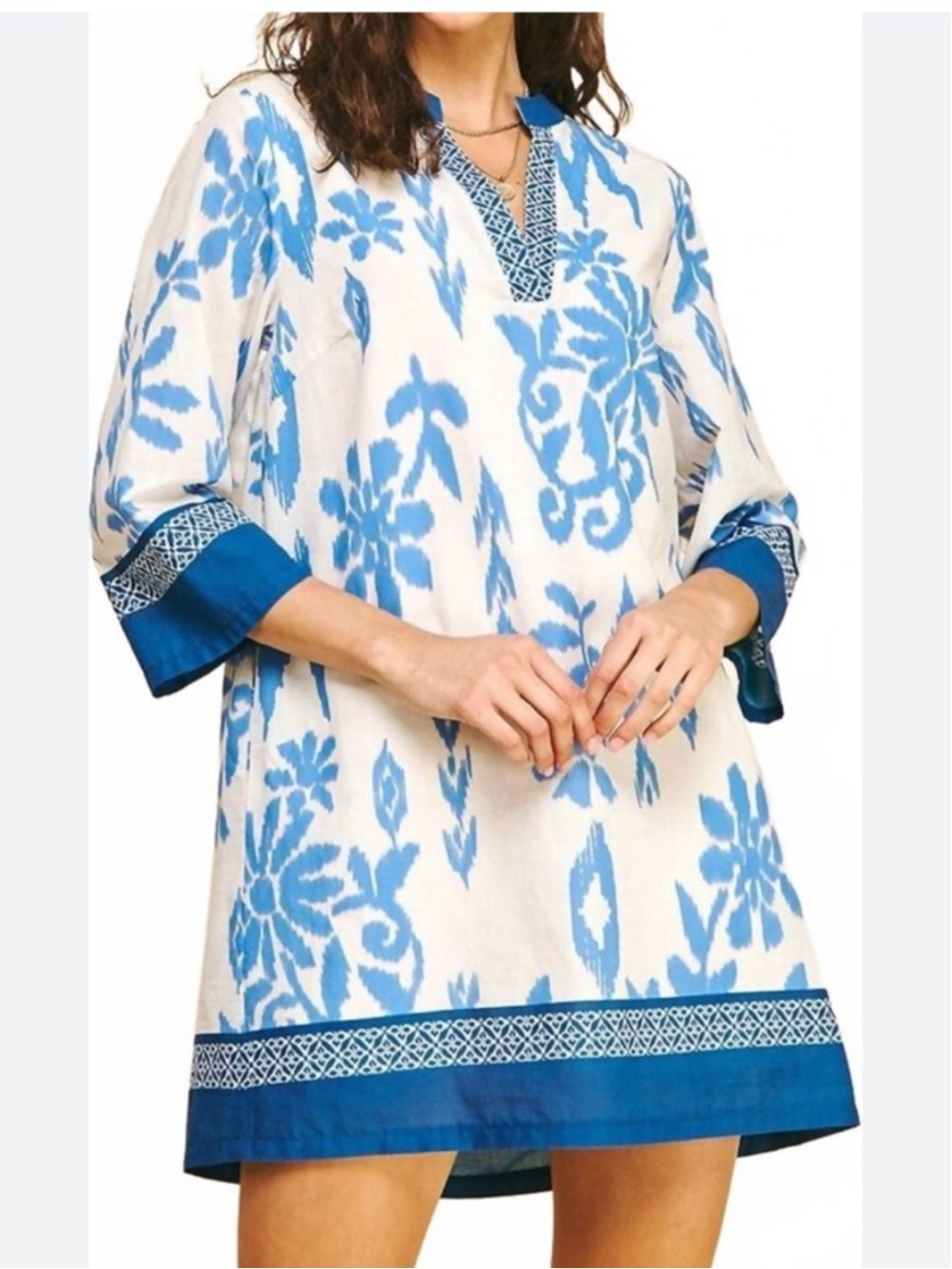 NWT PINCH Blue and White Printed Tunic Dress Sz M